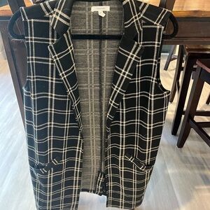 Maurices Black and White Plaid Blazer Vest